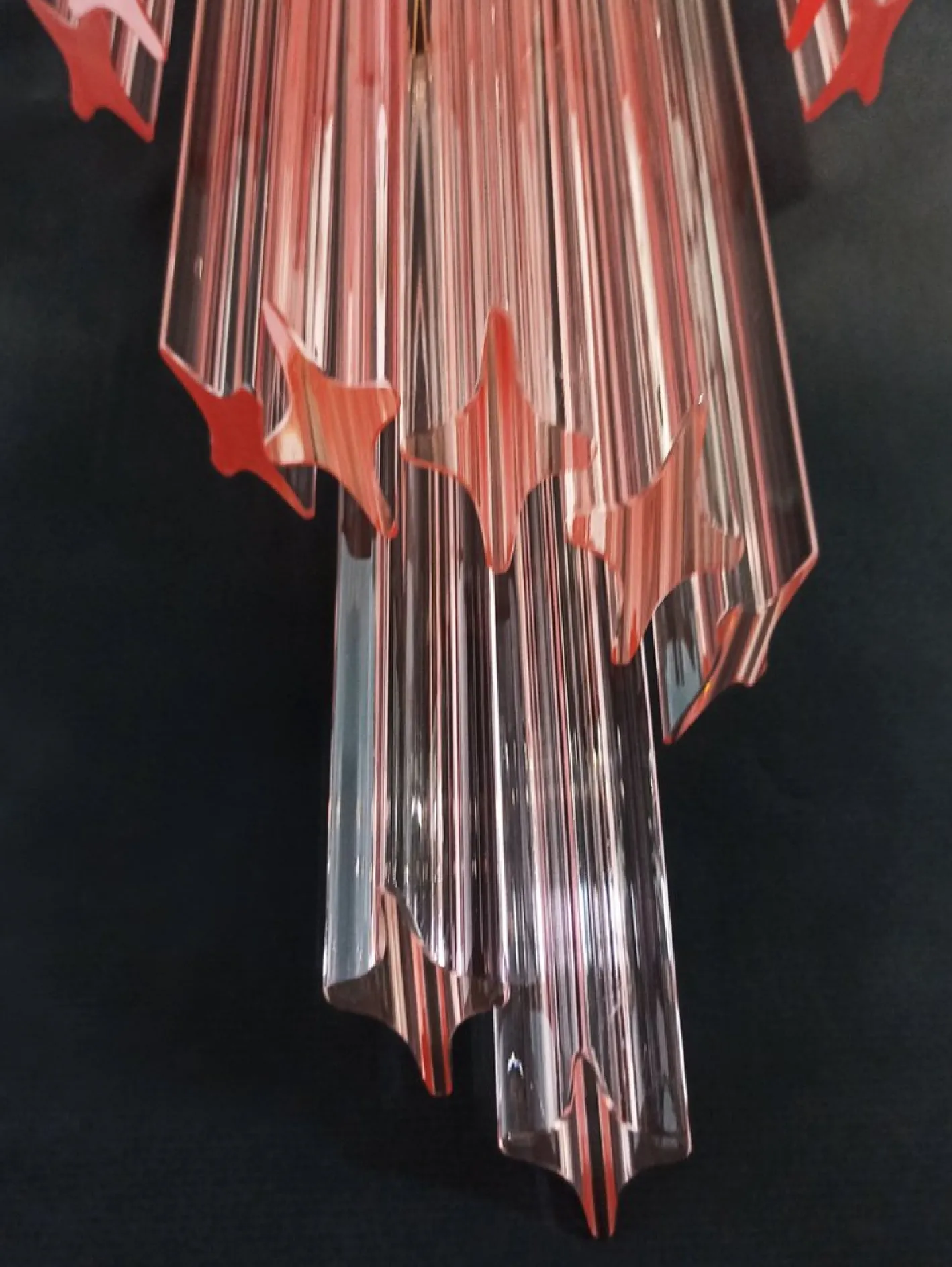 Vintage Wandleuchte aus Muranoglas mit 32 Quadriedri Transparent & Rosa Prisma, 1990er, 2er Set