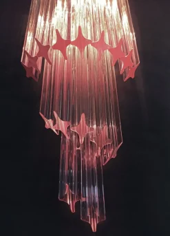 Vintage Wandleuchte aus Muranoglas mit 32 Quadriedri Transparent & Rosa Prisma, 1990er, 2er Set
