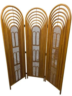 Vintage Wandschirm aus Korbgeflecht