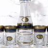 Vintage Wodka Set mit Karaffe und Sechs Verzierten Gläsern, 8 . Set