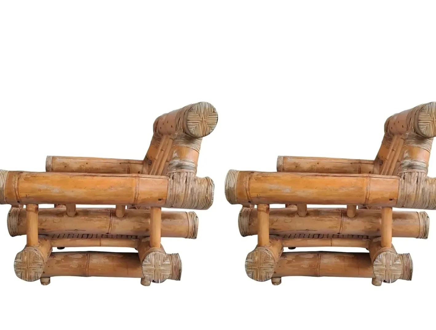 Vintage Wohnzimmer Set aus Bambus, Italien, 1970er, 4er Set