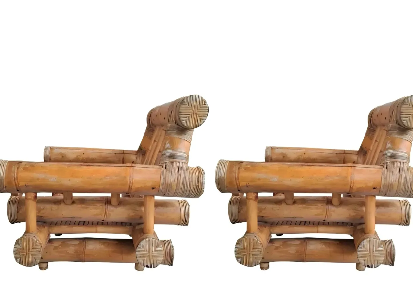Vintage Wohnzimmer Set aus Bambus, Italien, 1970er, 4er Set