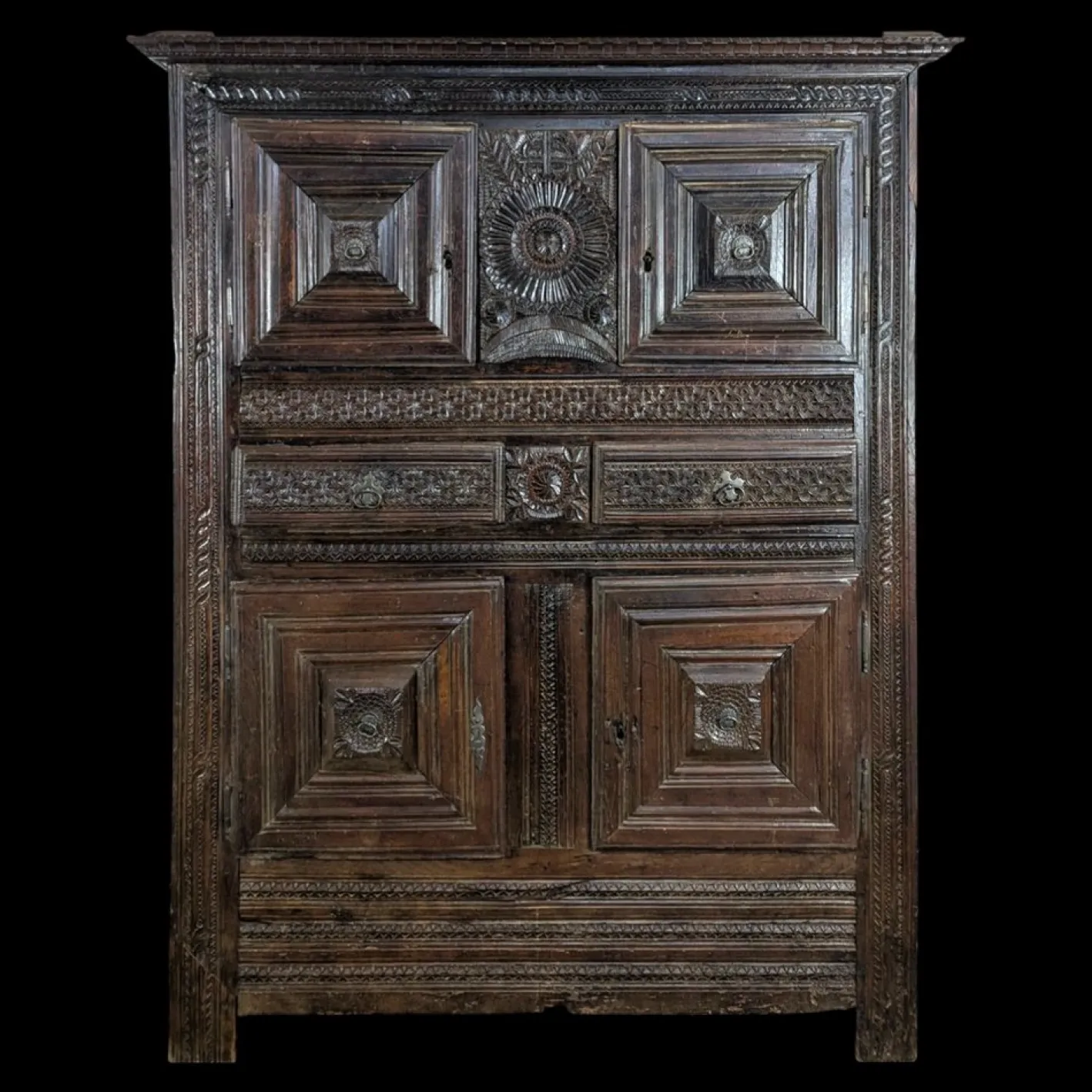 Volkskunst Buffet, 17. Jh., Auvergne, Frankreich