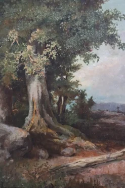 Waldlandschaft, Ölgemälde auf Leinwand, Ende 19. Jh., Gerahmt