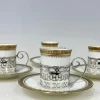 Walker & Hall zugeschriebene Kaffeetassen und Untertassen mit Silbernen Becherhaltern für Wedgwood, 1919
