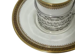 Walker & Hall zugeschriebene Kaffeetassen und Untertassen mit Silbernen Becherhaltern für Wedgwood, 1919