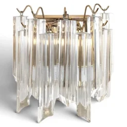 Wandlampe aus Messing & Muranoglas von Venini by Novaresi