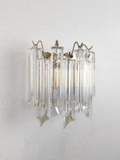Wandlampe aus Messing & Muranoglas von Venini by Novaresi