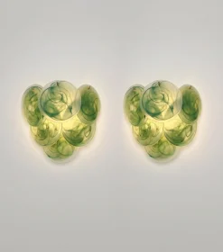 Wandlampen aus Glas mit säuregeätzten Alabaster Glasscheiben, 1990er, 2er Set