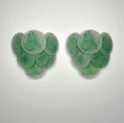 Wandlampen aus Glas mit säuregeätzten Alabaster Glasscheiben, 1990er, 2er Set