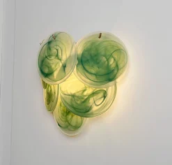 Wandlampen aus Glas mit säuregeätzten Alabaster Glasscheiben, 1990er, 2er Set
