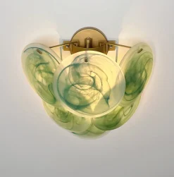 Wandlampen aus Glas mit säuregeätzten Alabaster Glasscheiben, 1990er, 2er Set