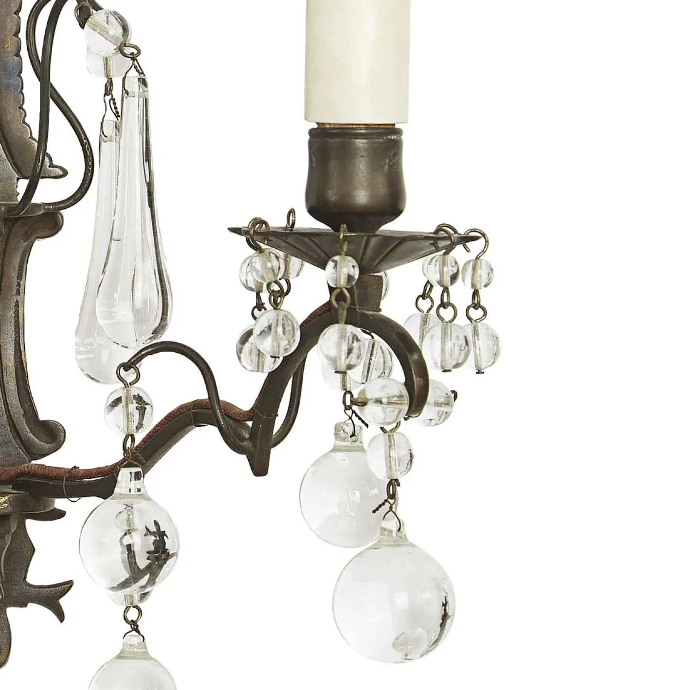 Wandlampen aus Messing & Kristallglas, 1900er, 2er Set