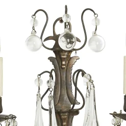 Wandlampen aus Messing & Kristallglas, 1900er, 2er Set