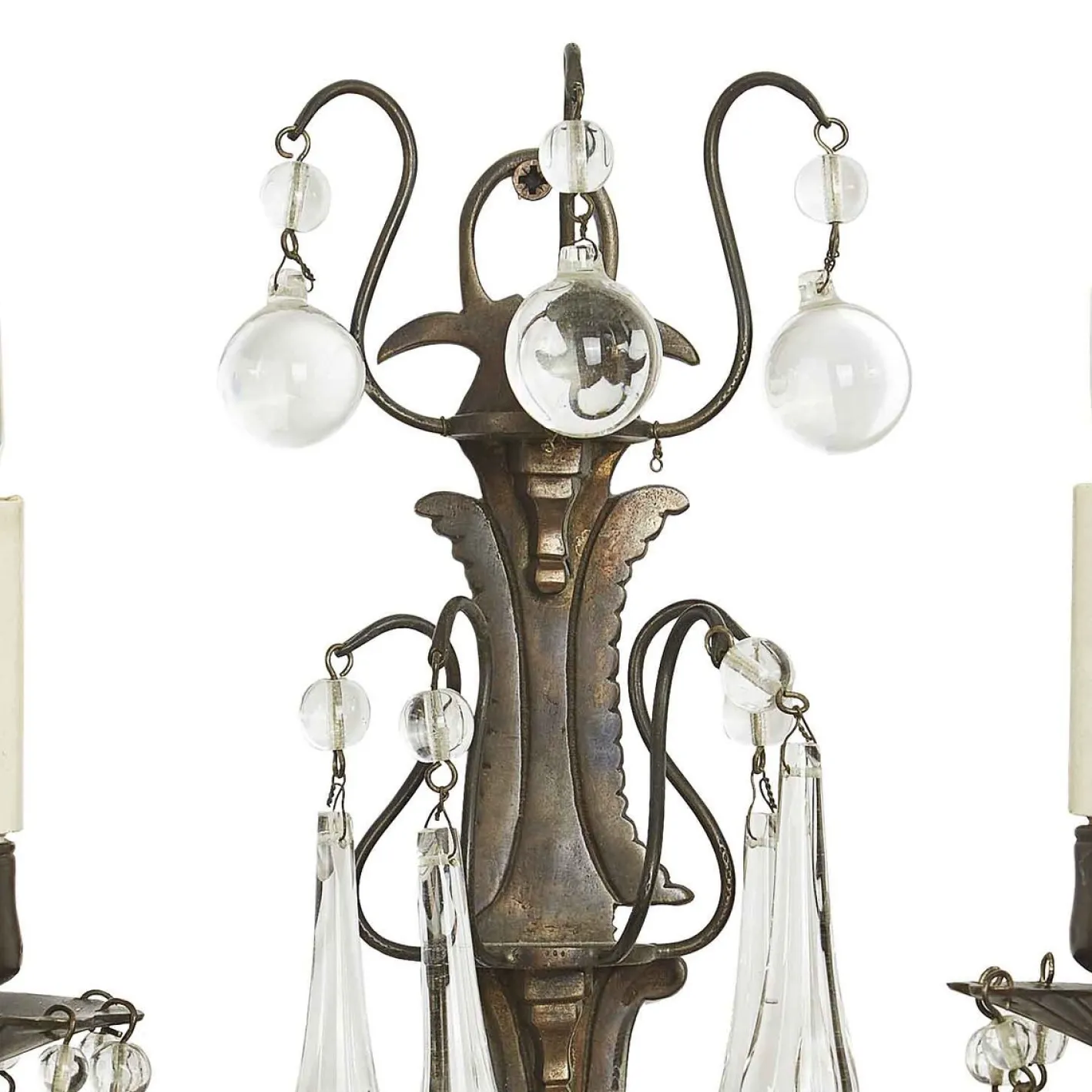 Wandlampen aus Messing & Kristallglas, 1900er, 2er Set