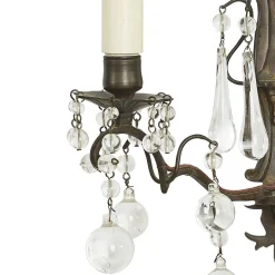Wandlampen aus Messing & Kristallglas, 1900er, 2er Set