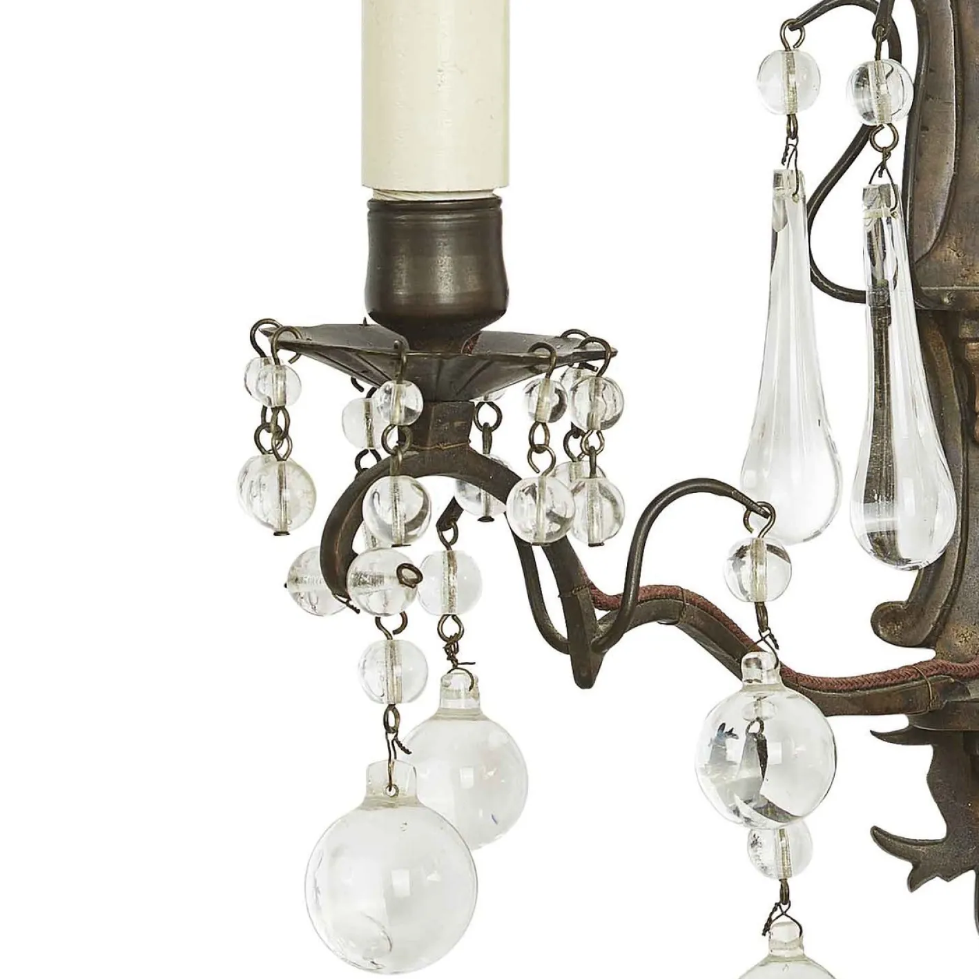 Wandlampen aus Messing & Kristallglas, 1900er, 2er Set