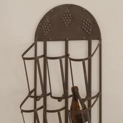 Wandmontiertes Weinregal aus Metall mit Traubenrelief