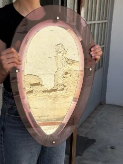 Wandspiegel mit Lila Acrylglas Rahmen im Stil von Cristal Arte, Italien, 1960er