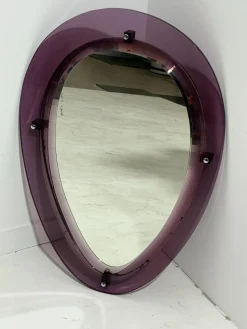 Wandspiegel mit Lila Acrylglas Rahmen im Stil von Cristal Arte, Italien, 1960er