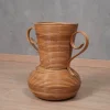 Warme Honigfarbene Amphora Vase aus Rattan von Vivai Del Sud, Italien, 1960