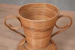 Warme Honigfarbene Amphora Vase aus Rattan von Vivai Del Sud, Italien, 1960