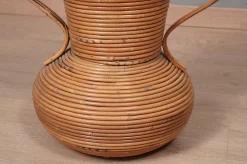 Warme Honigfarbene Amphora Vase aus Rattan von Vivai Del Sud, Italien, 1960