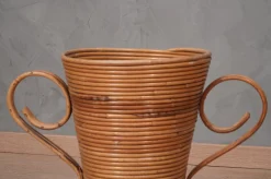 Warme Honigfarbene Amphora Vase aus Rattan von Vivai Del Sud, Italien, 1960