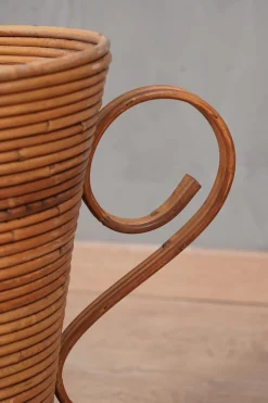 Warme Honigfarbene Amphora Vase aus Rattan von Vivai Del Sud, Italien, 1960