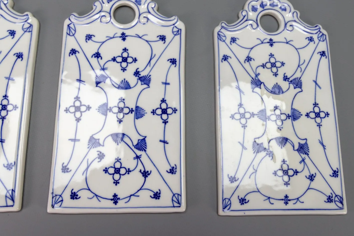 Weiß & Blaue Porzellan Frühstücksbretter, Deutschland, 1930er, 6 . Set