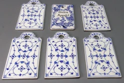 Weiß & Blaue Porzellan Frühstücksbretter, Deutschland, 1930er, 6 . Set