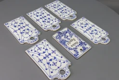 Weiß & Blaue Porzellan Frühstücksbretter, Deutschland, 1930er, 6 . Set