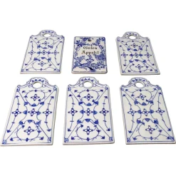 Weiß & Blaue Porzellan Frühstücksbretter, Deutschland, 1930er, 6 . Set