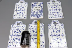 Weiß & Blaue Porzellan Frühstücksbretter, Deutschland, 1930er, 6 . Set