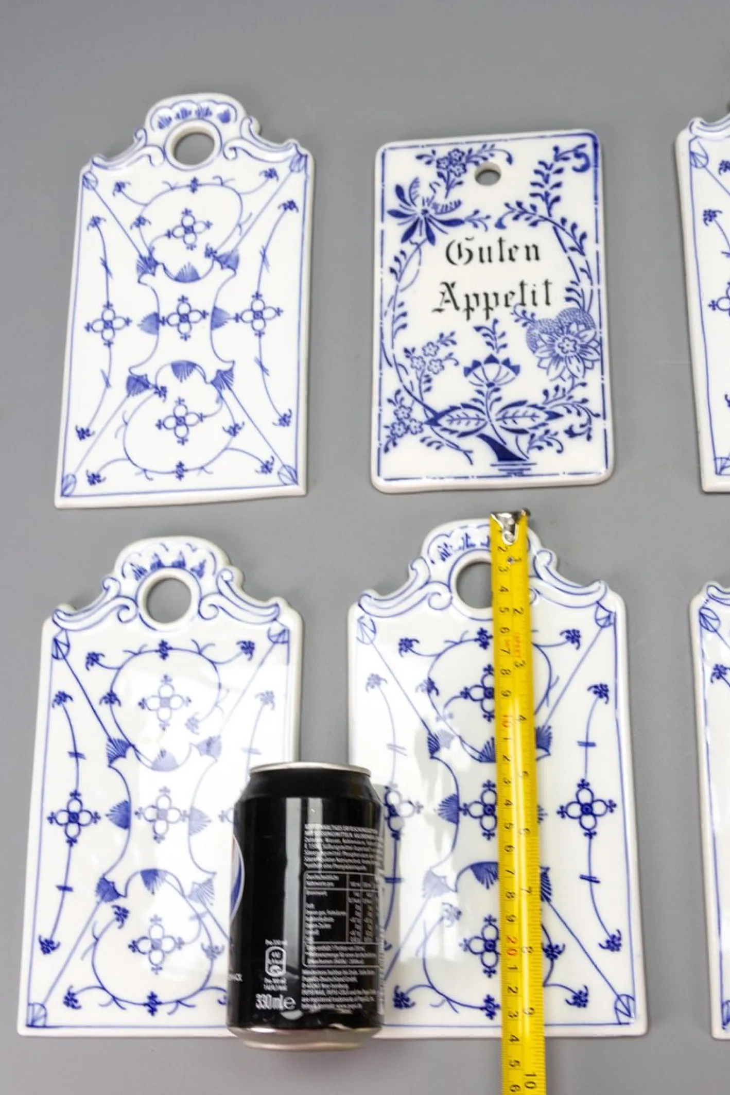 Weiß & Blaue Porzellan Frühstücksbretter, Deutschland, 1930er, 6 . Set