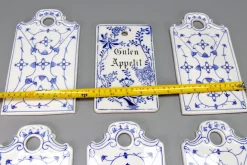 Weiß & Blaue Porzellan Frühstücksbretter, Deutschland, 1930er, 6 . Set