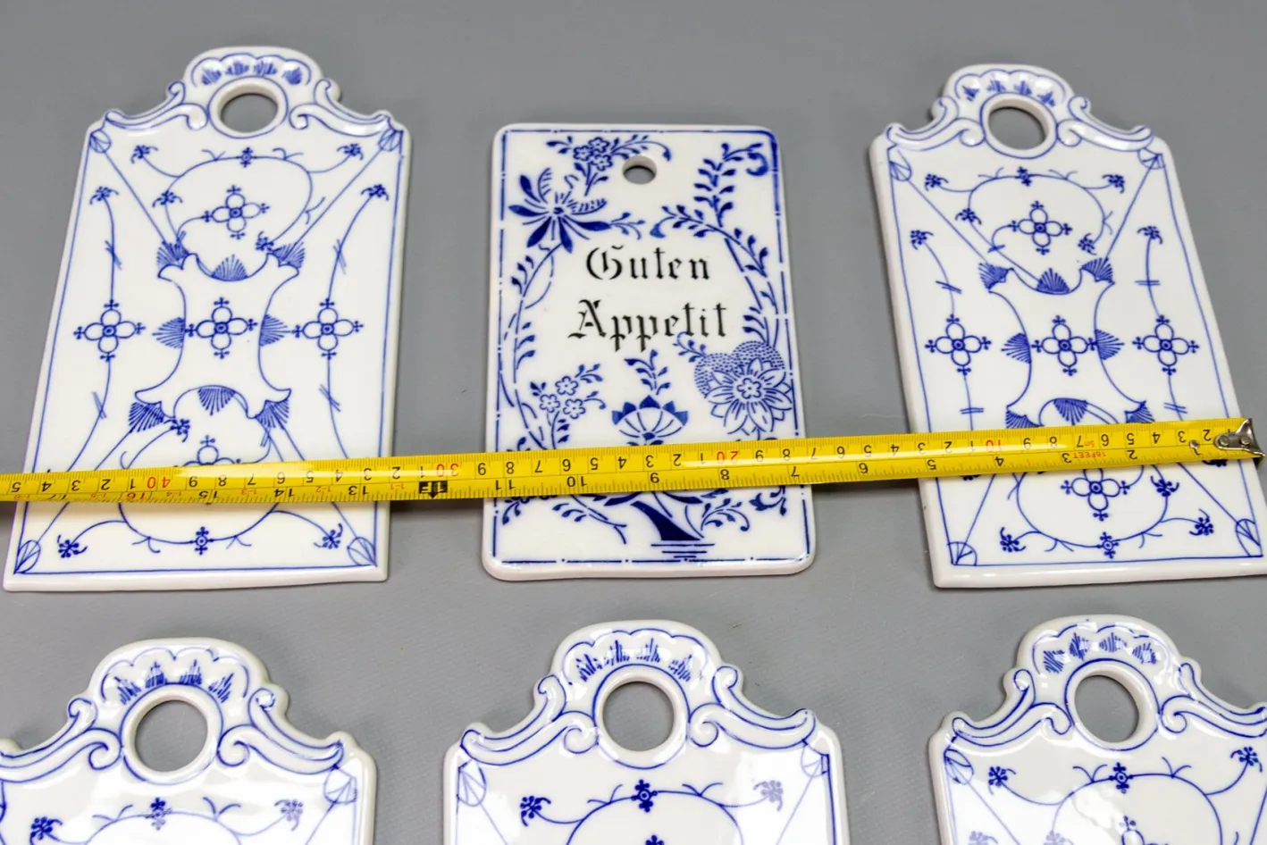Weiß & Blaue Porzellan Frühstücksbretter, Deutschland, 1930er, 6 . Set