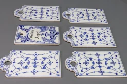 Weiß & Blaue Porzellan Frühstücksbretter, Deutschland, 1930er, 6 . Set