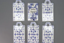 Weiß & Blaue Porzellan Frühstücksbretter, Deutschland, 1930er, 6 . Set