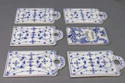 Weiß & Blaue Porzellan Frühstücksbretter, Deutschland, 1930er, 6 . Set