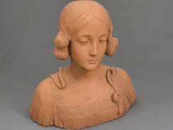 Weibliche Art Deco Büste aus Terrakotta, 1930er