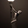 Weiße italienische Art Deco Naked Woman Keramiklampe, 1970er