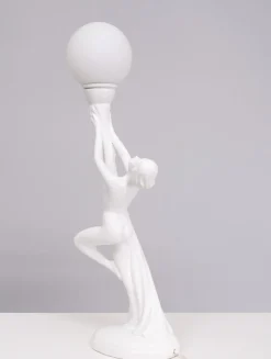 Weiße italienische Art Deco Naked Woman Keramiklampe, 1970er