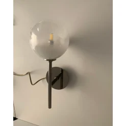 Weiße Kugel in Schwarzen Nikel Wandleuchten mit Farbverlauf, 2 . Set