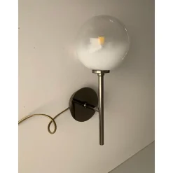 Weiße Kugel in Schwarzen Nikel Wandleuchten mit Farbverlauf, 2 . Set