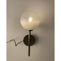 Weiße Kugel in Schwarzen Nikel Wandleuchten mit Farbverlauf, 2 . Set
