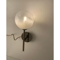 Weiße Kugel in Schwarzen Nikel Wandleuchten mit Farbverlauf, 2 . Set