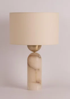 Weiße Peona Tischlampe aus Alabaster von Simone & Marcel