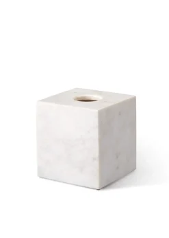 Weiße quadratische Papiertaschentuchbox aus Marmor von Royal Bee Design