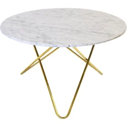 Weißer Big O Tisch aus Carrara Marmor & Messing von Oxdenmarq